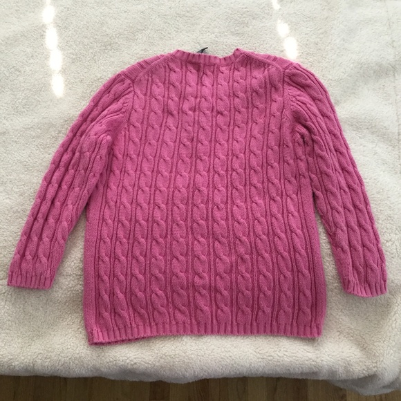 Vintage GAP Y2K Cable Knit Cardigan Sweater 3/4 Sleeve Bright Pink - Sz Small - Picture 10 of 13